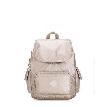 Kipling City Pack Small Metallic Rugzak Beige | België 1700FD